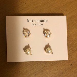 Kate Spade earrings, faux diamond and pearls